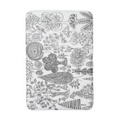 木々の白と黒の手描きアーモダント バスマット (正面縦)