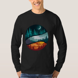 木々の自然マウンテンズアドベンチャーアウトドアワイルドライフ Tシャツ