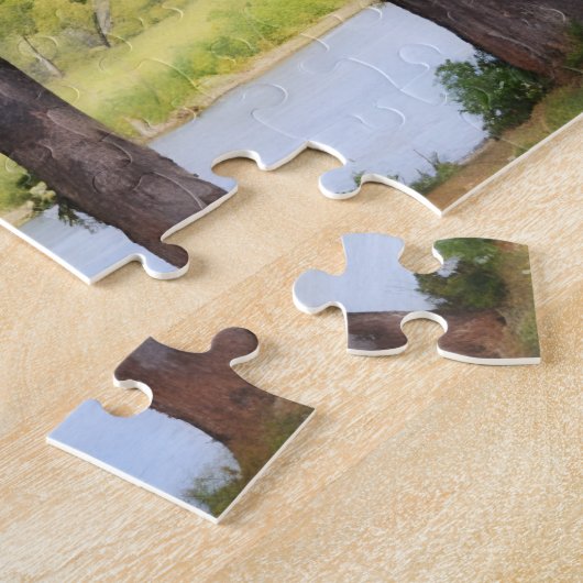 木々の自然レイク平和芸術パズル ジグソーパズル (側面)