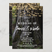 木々の輝く光の森素朴の結婚光 招待状 (正面/裏面)