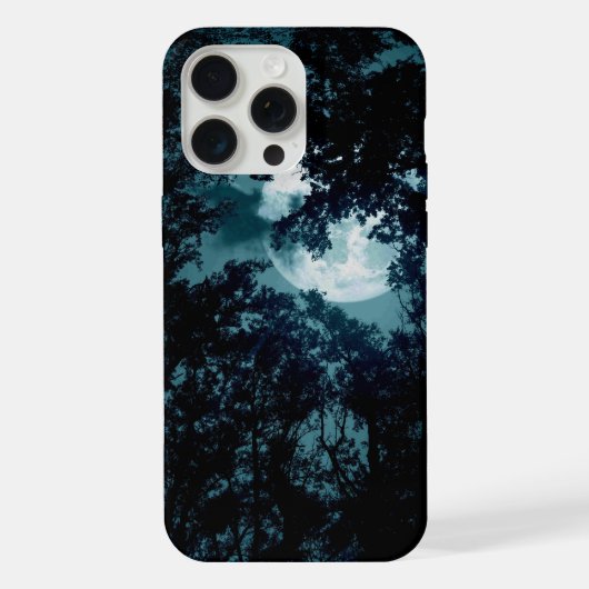 木々の間から漏れる月の光 iPhoneケース (裏面)