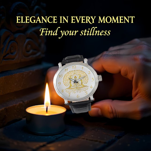 木々の間めい想にある金仏 腕時計 (クリエイターアップロード済み)