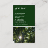 木々の間を太陽 – ダークグリーン 名刺 (裏面)