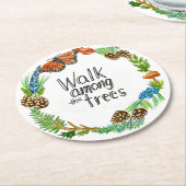 木々の間を歩くコースターセット ラウンドペーパーコースター (アングル)