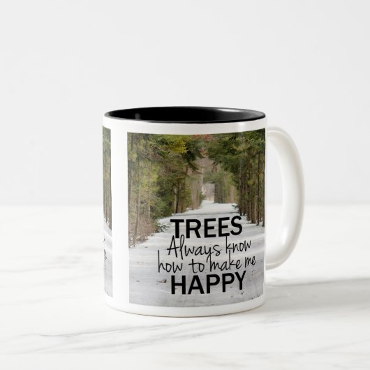 木々は常に私を幸せなコーヒーマグにする方法を知っている ツートーンマグカップ (正面右)