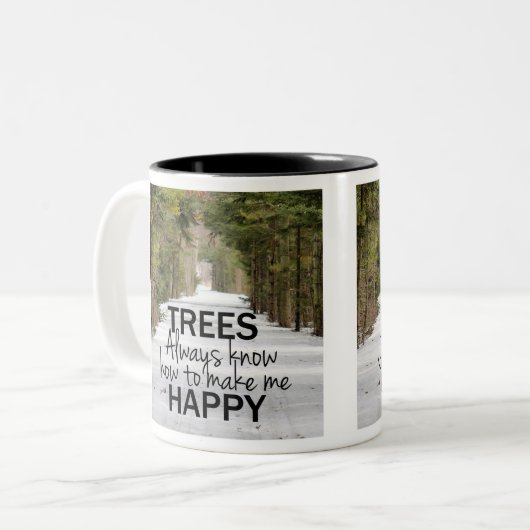 木々は常に私を幸せなコーヒーマグにする方法を知っている ツートーンマグカップ (正面左)