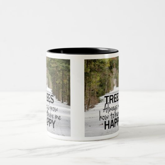 木々は常に私を幸せなコーヒーマグにする方法を知っている ツートーンマグカップ (中央)