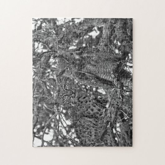 木々は目ボブキャットとフクロウのジグソーパズル ジグソーパズル (縦)