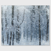 木々を包むクリスマススノーフレーク ラッピングペーパー (フラット)