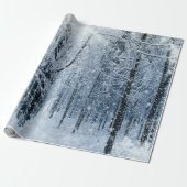 木々を包むクリスマススノーフレーク ラッピングペーパー (アンロールド)