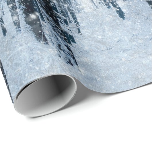 木々を包むクリスマススノーフレーク ラッピングペーパー (ロールコーナー)