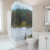 木々を横に並べた湖 シャワーカーテン (インサイチュ)