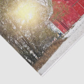 木々を通り抜ける太陽の光を持つクリスマスバーン 薄葉紙 (詳細)