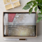 木々を通り抜ける太陽の光を持つクリスマスバーン 薄葉紙 (ギフト)