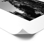 木々を通る陽光の白黒の写真 ポスター (角)