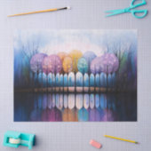 木々カラフル静水反射デコページ 薄葉紙 (クラフト)