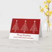 木々モダンのゴド娘と家族メリークリスマス カード (黄色い花)