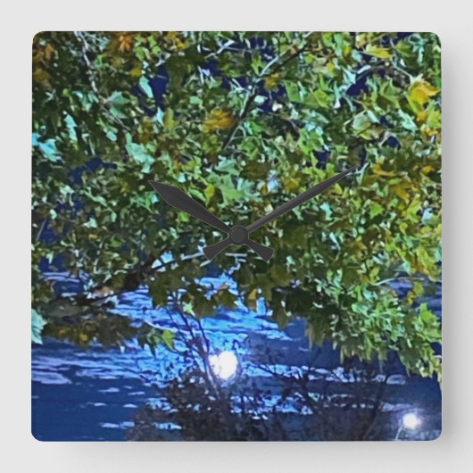 木々🌝満月🌳 スクエア壁時計 (正面)