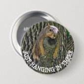 木おもしろいのボタンで目を覚ますレイジーリス 缶バッジ (正面&裏面)