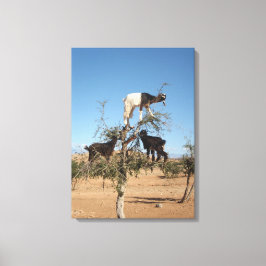 木おもしろいのヤギ キャンバスプリント