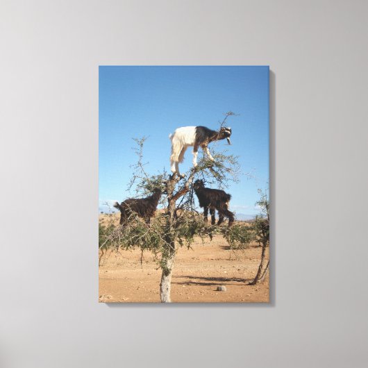 木おもしろいのヤギ キャンバスプリント (正面)