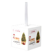 木おもしろい付きコルギクリスマス犬 キューブオーナメント (裏面アングル)