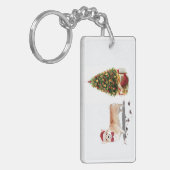 木おもしろい付きコルギクリスマス犬 キーホルダー (正面左)
