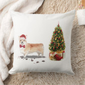 木おもしろい付きコルギクリスマス犬 クッション (ブランケット)