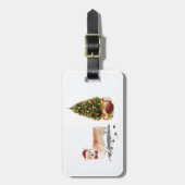 木おもしろい付きコルギクリスマス犬 ラゲッジタグ (正面縦)