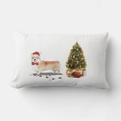 木おもしろい付きコルギクリスマス犬 ランバークッション (正面)