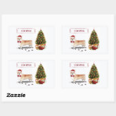 木おもしろい付きコルギクリスマス犬 長方形シール (シート)