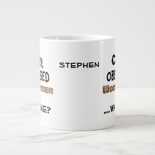 木おもしろい切りマグ熱狂する取り ジャンボコーヒーマグカップ (正面)