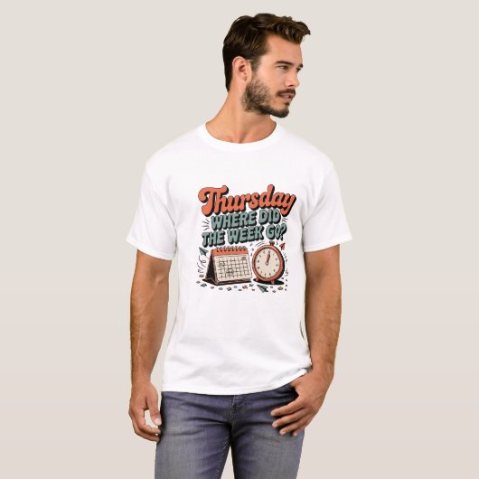 木おもしろい曜Tシャツ – 週はどこだった? Tシャツ (正面フル)