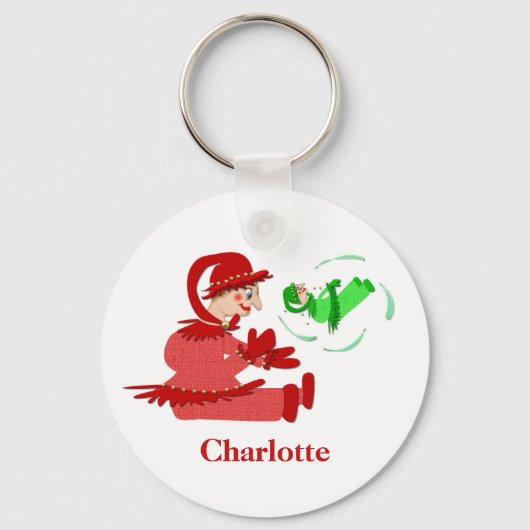 木おもしろい製遊姿 キーホルダー (正面)