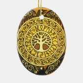木およびイーグルスのオーナメントが付いているバイキングのRunes セラミックオーナメント (裏面)