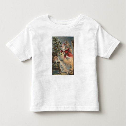 木およびギフトとのクリスマスGreetingSanta トドラーTシャツ (正面)