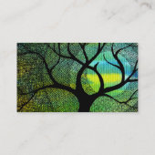 木および月の-青および黄色の水彩画 名刺 (裏面)