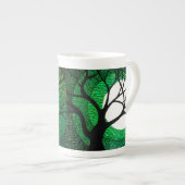 木および月-緑 ボーンチャイナマグカップ (正面右)