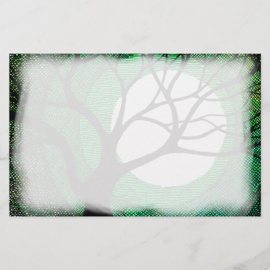 木および月-緑 便箋 (正面)