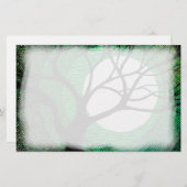 木および月-緑 便箋 (正面/裏面)