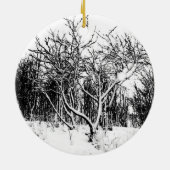 木および白黒雪場面 セラミックオーナメント (裏面)