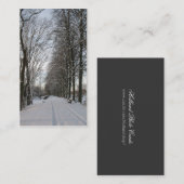 木および雪の写真カードが付いている田舎道 名刺 (正面/裏面)