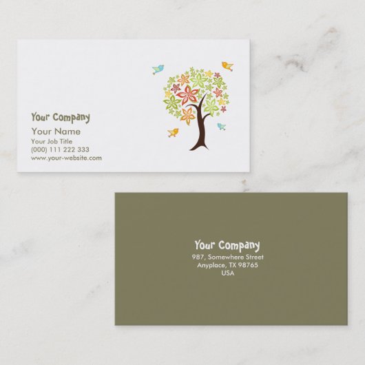 木および鳥 名刺 (正面/裏面)