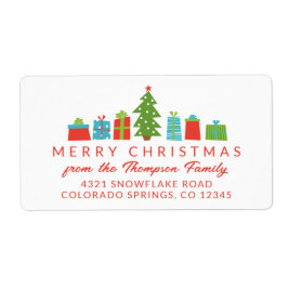 木お洒落と贈り物メリークリスマス ラベル
