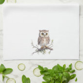 木お洒落に浮かぶフクロウ キッチンタオル (折り畳み)