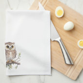 木お洒落に浮かぶフクロウ キッチンタオル (四つ折り)