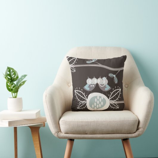 木お洒落に青い結婚花嫁と花婿 クッション (椅子)