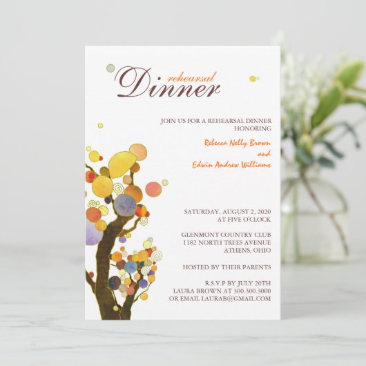 木お洒落のリハ結婚ーサルディナー 招待状 (スタンド正面)