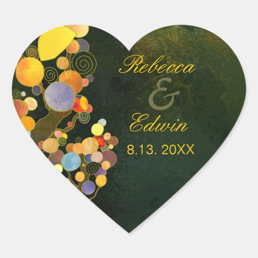 木お洒落の素朴結婚式の引き出物 ハートシール (正面)