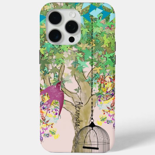 木お洒落の鳥の明るい色のミュージカル・ノート Case-Mate iPhoneケース (裏面)